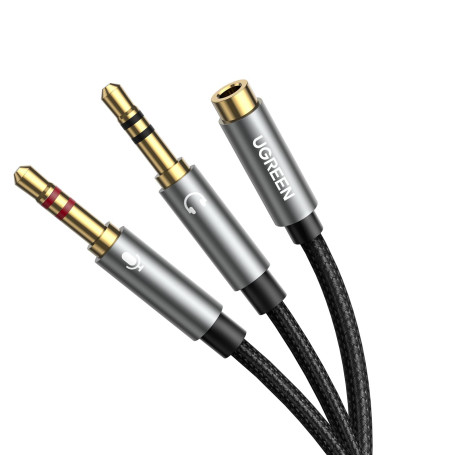 UGREEN Splitter Audio Double Jack 3.5mm Stéréo TRRS Adaptateur Micro Casque Mâle vers 2 Femelle Câble Répartiteur Y Compatible a