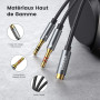 UGREEN Splitter Audio Double Jack 3.5mm Stéréo TRRS Adaptateur Micro Casque Mâle vers 2 Femelle Câble Répartiteur Y Compatible a