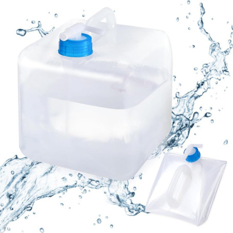 Riisoyu Réservoir d'eau Pliable, 10L Bidon d'eau Pliant avec Robinet sans BPA Portable Stockage d'eau de Camping pour Barbecue C