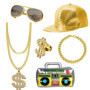 UBERMing Kit de Costume Hip Hop avec Boîte Radio Gonflable Lunettes de Soleil Chapeau et Or Signe de Dollar Collier Bracelet Ann
