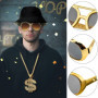 UBERMing Kit de Costume Hip Hop avec Boîte Radio Gonflable Lunettes de Soleil Chapeau et Or Signe de Dollar Collier Bracelet Ann