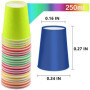 6 couleurs au hasard Lot de 60 gobelets en carton - 250 ml - Multicolores - Biodégradables - Jetables - Pour mariage, enfants, b