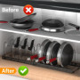 Porte-casseroles Support Extensible, Organiseur/rang de Poêle avec 10 Compartiments Réglables, rangement cuisine pour Les Ustens