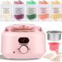 Chauffe cire epilation professionnelle, kit epilation cire 5 paquets de perles d’épilation, 1 bol en silicone et 30 bâtonnets de