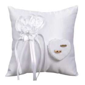 YUNCHONGuk Coussin pour alliances de mariage - En forme de cœur - Coussin pour alliances - Blanc - 20 x 20 cm