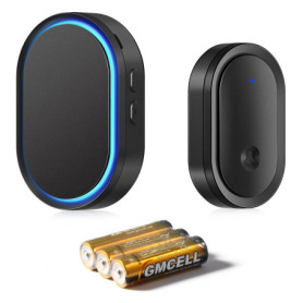 Brencco Sonnette sans Fil Exterieur Etanche, 300M Sonnette de Porte à Pile, IP55 Étanche Exterieur Carillon Electronique avec Ré