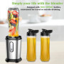 500W Blender Smoothie Électrique, Mini Mixeur Blender avec 2 Bouteilles Tritan Portables de 600 ml, Mixeur Smoothie sans BPA ave