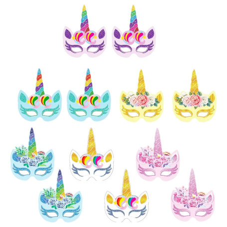 TFSYLISA 12 Pièces Masques de Licorne,Kits de Masques en Mousse Licornes,Masque Enfant Licorne Parti pour Coloriage Peinture Jeu