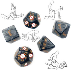 KaMieeg [Lot De 5] Jeu De Dés De Table Multifonctionnel Noir, Outils De Divertissement pour La Fête, Cadeau Original - K5