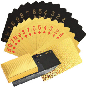 KAHEIGN 2 Jeux de Cartes à Jouer, 24k Foil Cartes de Poker étanches Cartes à Jouer en Diamant Outil de Tours de Magie Classique 