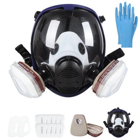Sosvulix Masque respiratoire réutilisable complet pour le visage, masque à gaz, masque de protection contre la poussière industr
