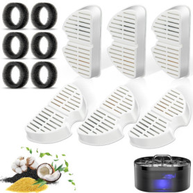 Lot de 6 filtres pour fontaine à chat + 6 filtres en mousse pour la fontaine à boisson pour chat, filtrant les poils (éponge), t