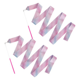 Rubans de Danse,2pcs Ruban de Gymnastique Rythmique,avec Baguette,Ruban de Danse Scintillant,Accessoire de Danse Artistique,pour