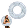 LUMOOM Bouée de natation gonflable avec paillettes - En PVC transparent - Pour adultes - Piscine, plage de sable - Fête - Argent