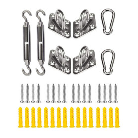 Kit de matériel de voile d'ombrage en acier inoxydable 304 pour installer des voiles rectangulaires et triangulaires pour jardin