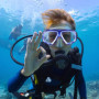 OPAMOO Lunettes de Plongée, Lunettes de Natation avec Réglables, Lunettes de plongée pour Adultes, Vision à 180 Degrés View avec