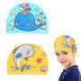 2 Pcs Bonnets de Bain Mignons Enfants Bonnets de Natation de Compétition Dessin Animé Bonnet de Bain en Polyester Élastique Bonn
