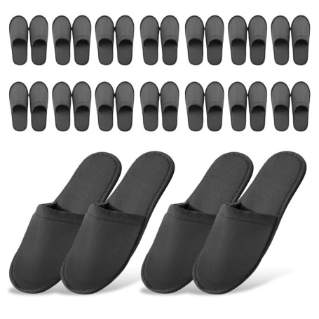 LEKEFETO Lot de 15 paires de pantoufles d'hôtel grises : chaussons jetables antidérapants, confortables et respirants, ensemble 