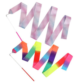 Ruban Danse, 2m Rubans Danse Scintillant Ruban de Gymnastique, Ruban de Gymnastique Rythmique pour Enfants Filles Danse Artistiq