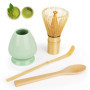 LWMTT 4 Pièces Fouet Matcha Kit, Matcha Kit, Fouet Matcha Bambou 80 Dents, Cuillère Traditionnelle, Support Fouet pour Matcha, K
