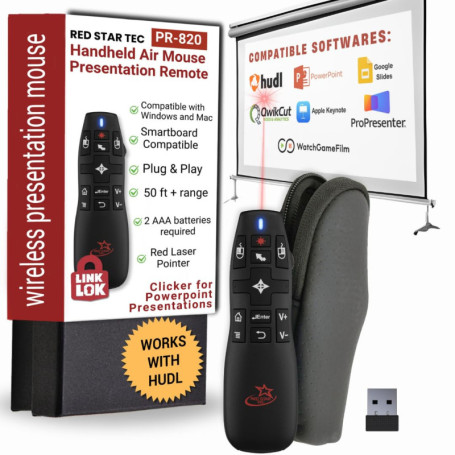 Présentateur Powerpoint et Keynote avec télécommande sans Fil et Présentateur Keynote avec Souris sans Fil (PR-820) par Red Star