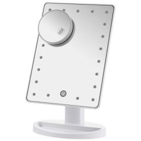 Miroir de Maquillage avec Lumières, Miroirs de Table, Voyage & de Courtoisie à 21 Lumières LED et écran Tactile avec détail 10x,