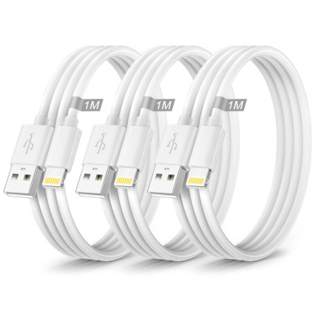 Câble iPhone 1M Lot de 3, Câble Chargeur iPhone 1M[MFi Certifié], Cable Lightning USB Cordon iPhone Fil Chargeur iPhone Cable iP