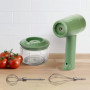 Batteur Électrique 2 en 1 Mini, Mixeur Électrique Manuel, 3 Vitesses avec Récipient de 300ml pour Viande Hachée, Mixeur sans Fil