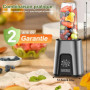 Rawhui Mixeur Électrique 800W pour Smoothies, Mini Blender avec 2 Bouteilles Portables de 600 ml, Sans BPA, 6 Lames en Acier Ino