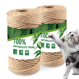 Zosenyer Corde Arbre à Chat, Corde de Jute 6mm, Approprié pour Faire Le Tissu d'arbre de Chat, Corde D'épée d'arbre de Chat pour