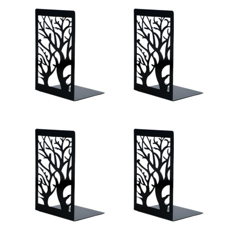 Wenrescry 2 Paires Serre-Livres Métal Antidérapant - Lot de 4 Pièces, Organisateur Livres pour Étagères, Presse-Livres Robuste p