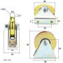 feedal Roulette de 38 mm en acier rigide robuste pour porte de grange coulissante avec support, capacité de travail 100 kg (rain