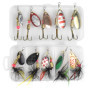 Chstarina 10 Pièces Kit de Leurre de Pêche Spinnerbaits Cuillère à Pêche Tournante Métallique Kit d'appâts de Pêche Portable ave