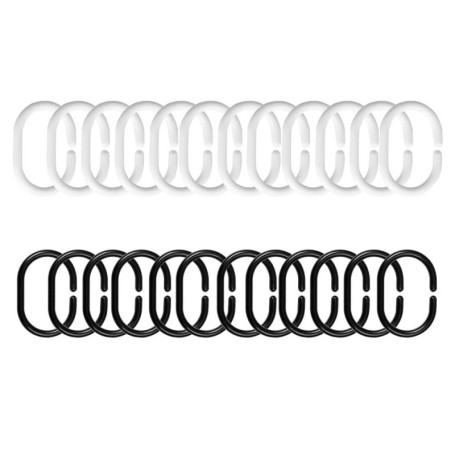 Anneaux pour Rideaux de Douche, 24 Pcs Anneaux de Douche en Plastique, C Crochets de Rideaux, pour Rideau de Fenêtre