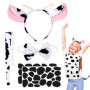 SUNYOK Ensemble Costume Vache pour Enfant Déguisement Animal Pour Anniversaire Carnaval Bandeau Oreilles de Vache Noeud Papillon