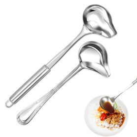 2 Pièces Ustensiles de Cuisine Inox Ustensiles de Louche Inox Cuillères à Céréales Couverts à Salade à Sauce à Miel,pour la Cuis