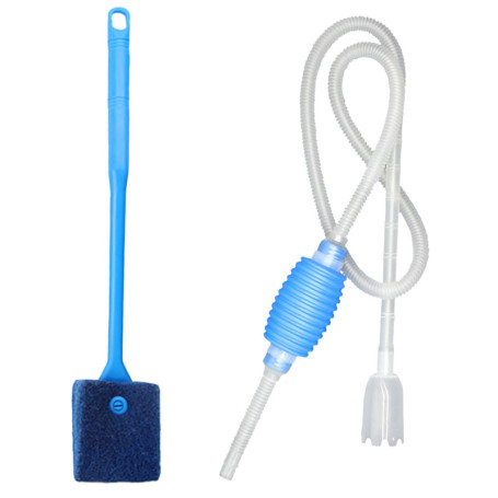 Kit de nettoyage pour aquarium, comprend 1 Aquarium Fish Tank Aspirateur avec Pompe à Siphonner Eau avec Filtre à Gravier et 1 b