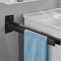 Porte-Serviettes Noir en Acier Inoxydable, Double Porte Serviette Adhésif à Deux Bras Support Mural pour Salle de Bain Ou Cuisin