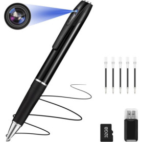 FINSUI Caméra Espion Caméra Cachée Stylo 1080P Mini Caméra de Poche avec Carte 32 Go Caméra Stylo avec Enregistrement Vidéo Pris