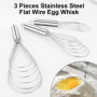 Miruchertter Lot de 3 fouets plats en acier inoxydable de 20,3 cm, 25,4 cm, 30,5 cm pour cuisiner, mélanger, fouetter, battre et