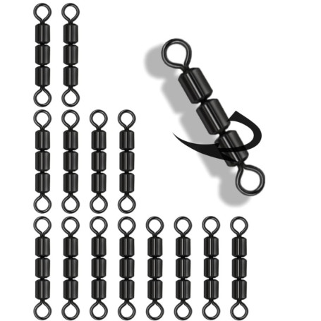 Sonlpe 15PCS High Speed 3 Roller Rotator, Connecteur de Roulement de 14 mm de Long, Connecteur de Pêche Pivotant, Connecteur de 