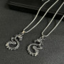 XFSRG Collier Dragon en Acier Inoxydable pour Femme - Bijoux Fantaisie - Chaine Argentée - Cadeau - Style Gothique et Mystique