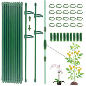 Tuteurs pour Plantes,20 Pièces Tuteur Plante Interieur, 20 Tiges de Plantes Clips, 10 Tiges Tube d'extension, Attache Plante, Tu