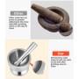 304 Mortier Pilon Cuisine avec Pinceau, Cuillère et Couvercle en Silicone, Moulin à épices de Qualité Supérieure, Broyeur et bol