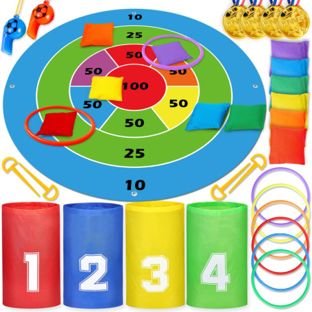 Lubibi Jeux Exterieur Enfant,Sports Day Jeux Fournitures,Jeu de Lancer,Jeu De Lancer Sacs De Fèves,Course en Sac,Médaille et Sif