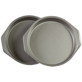 Amazon Basics Lot de 2 Ronde moules à gâteaux en acier carbone antiadhésif 22.8 cm, Gris