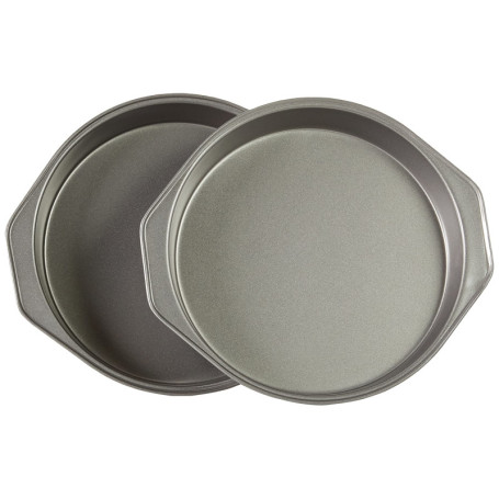 Amazon Basics Lot de 2 Ronde moules à gâteaux en acier carbone antiadhésif 22.8 cm, Gris