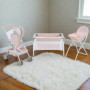 Olivia's Little World Station de Nurserie 3pcs Lit Bebe Chaise Haute et Poussette Rose Gris