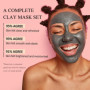 Lot de 4 Masques à L'argile, Masque à L'argile à La Vitamine C Curcuma, Masque à La Boue Mer Morte, Masque à L'argile Aux Myrtil