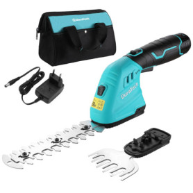 DURATECH Cisaille Sculpte-Haie Electrique, Taille-Herbes sans Fil 12V, Taille Haie Batterie 2000mAh, 2 Lames, Cisaille a Gazon L